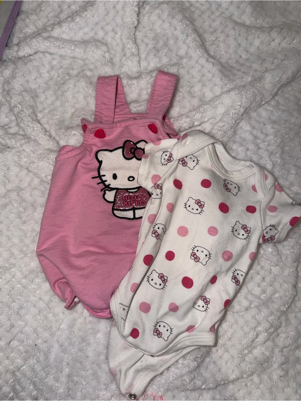 Hello Kitty Pink and White Baby One-Piece Set with Polka Dots